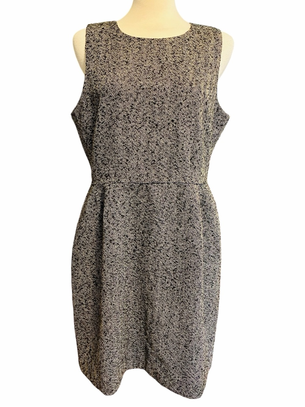 NEW J. Crew Factory Black and White Herringbone Tweed Suiting Dress Women's 14